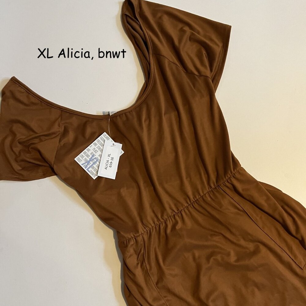 XL Lularoe Alicia cross back dress, copper brown